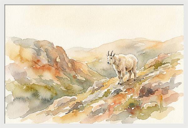 Mountain Goat Kid On Rocky Slope
