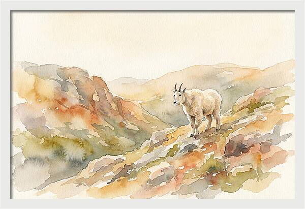 Mountain Goat Kid On Rocky Slope