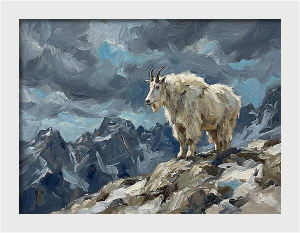 Mountain Goat On A Rocky Summit
