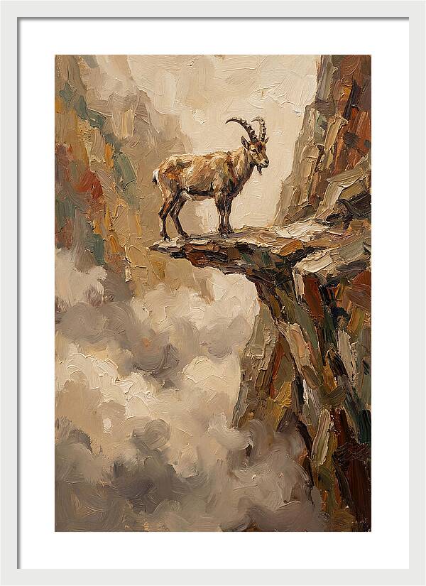 Mountain Goat On Rocky Ledge