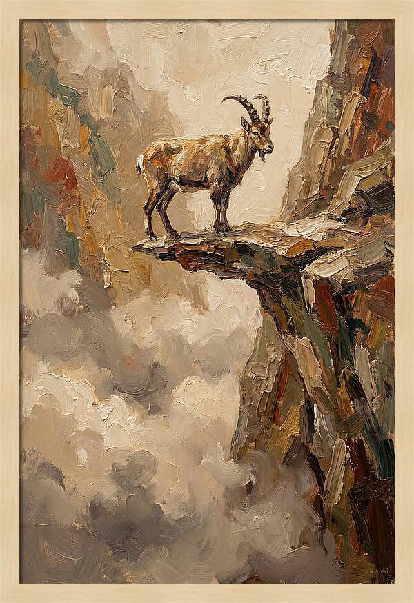 Mountain Goat On Rocky Ledge