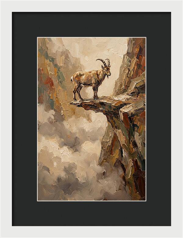 Mountain Goat On Rocky Ledge