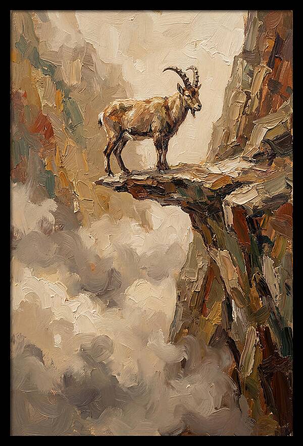 Mountain Goat On Rocky Ledge