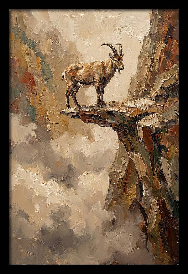 Mountain Goat On Rocky Ledge