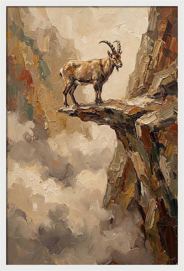 Mountain Goat On Rocky Ledge