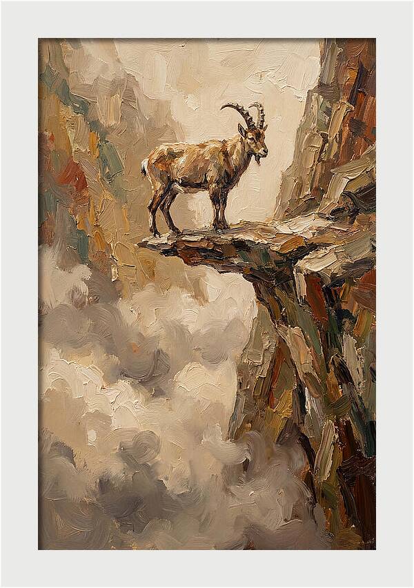 Mountain Goat On Rocky Ledge