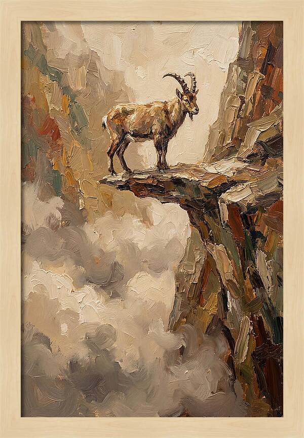 Mountain Goat On Rocky Ledge