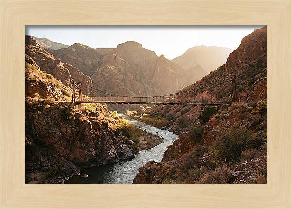 Mountain Gorge With Suspension Bridge