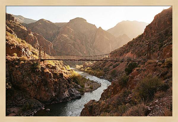 Mountain Gorge With Suspension Bridge