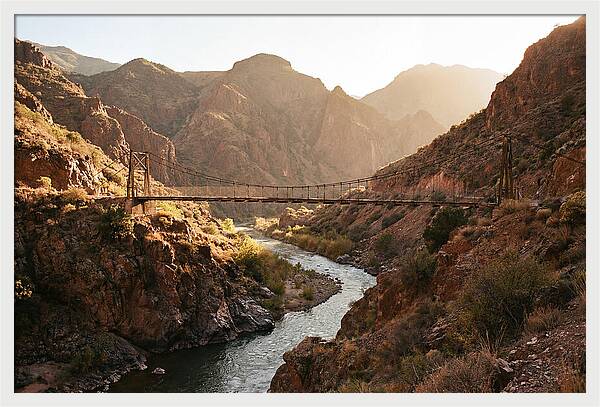 Mountain Gorge With Suspension Bridge