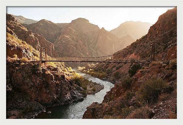 Mountain Gorge With Suspension Bridge