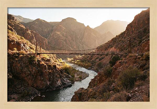 Mountain Gorge With Suspension Bridge