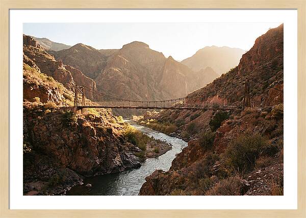 Mountain Gorge With Suspension Bridge