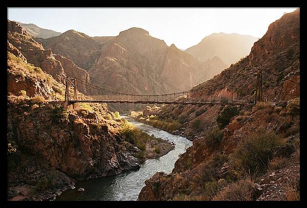 Mountain Gorge With Suspension Bridge