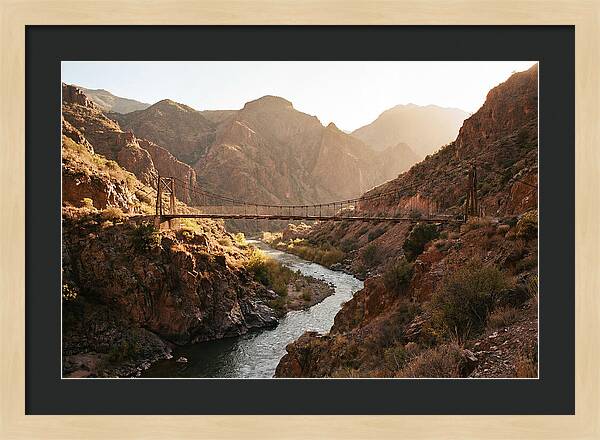 Mountain Gorge With Suspension Bridge