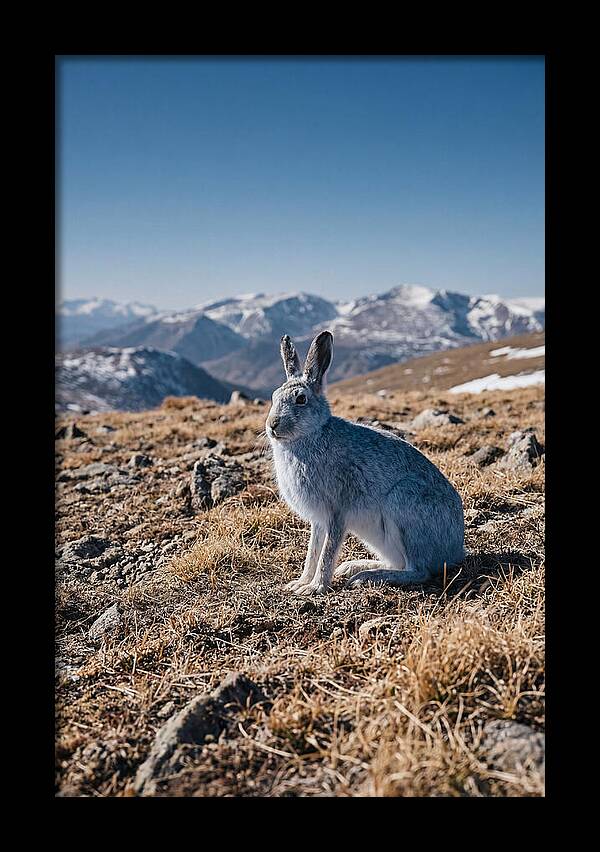 Mountain Hare In Winter Coat