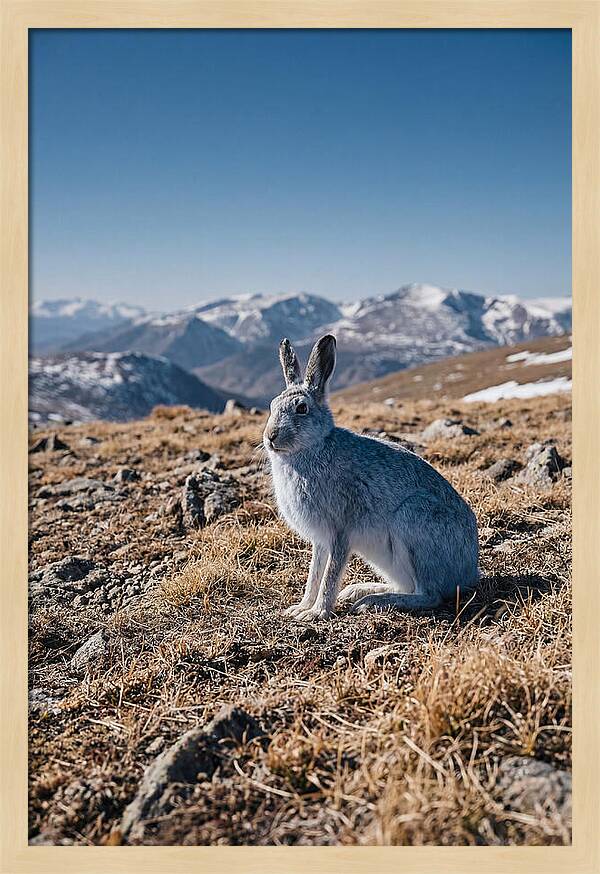 Mountain Hare In Winter Coat