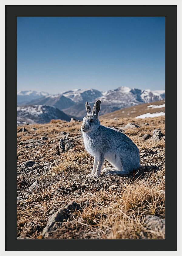 Mountain Hare In Winter Coat