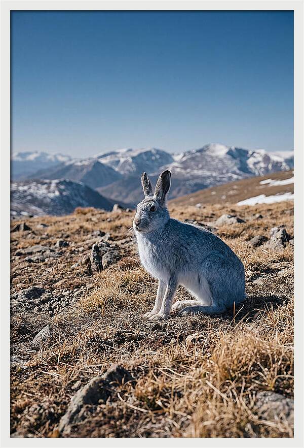 Mountain Hare In Winter Coat