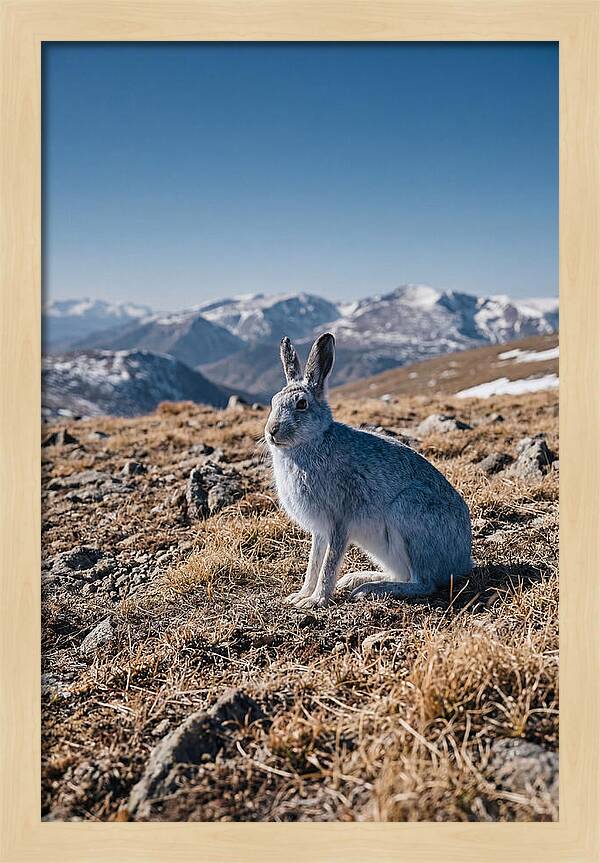 Mountain Hare In Winter Coat