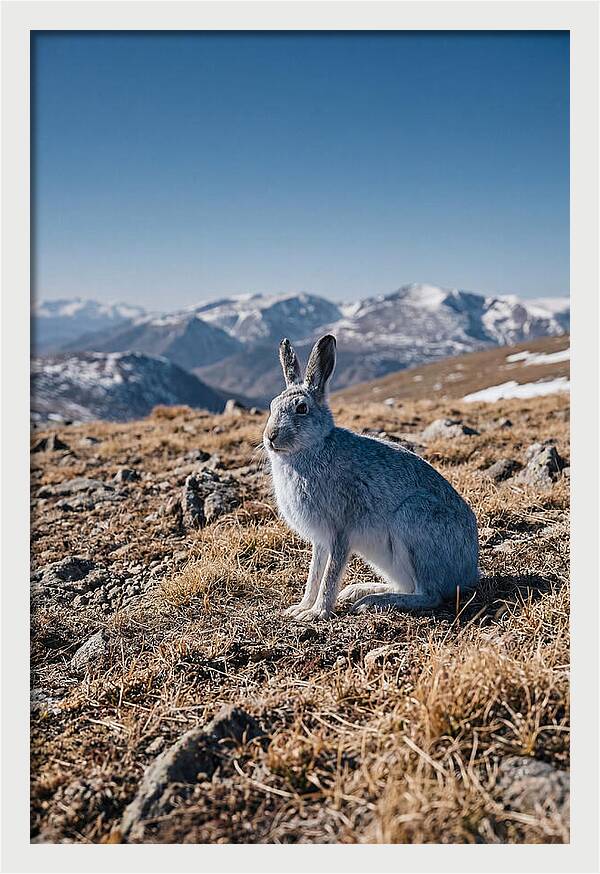 Mountain Hare In Winter Coat