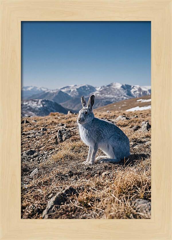 Mountain Hare In Winter Coat