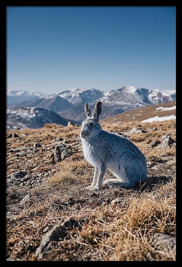 Mountain Hare In Winter Coat