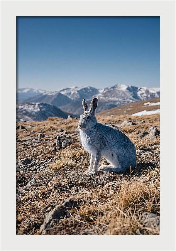 Mountain Hare In Winter Coat