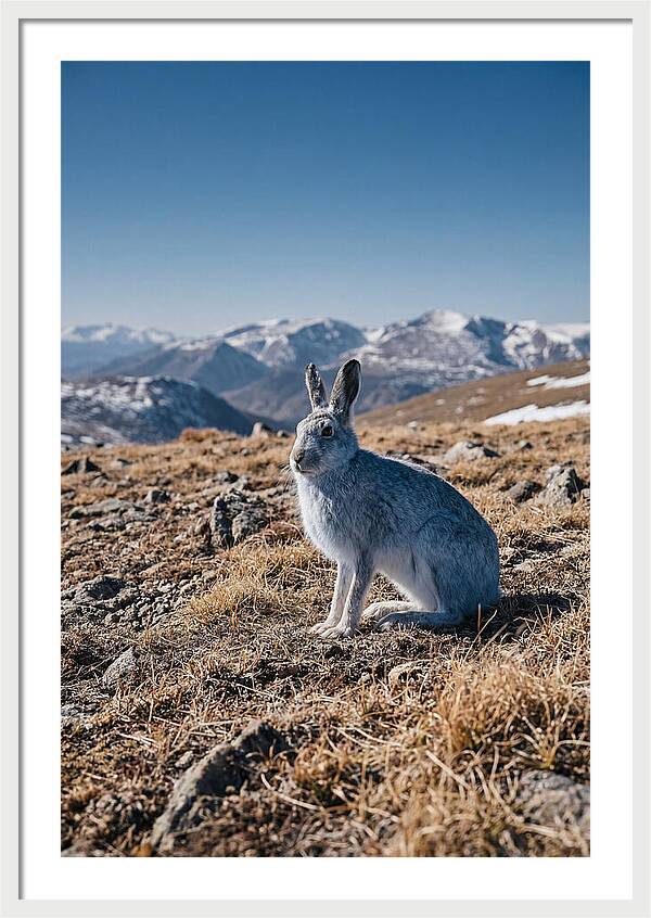 Mountain Hare In Winter Coat