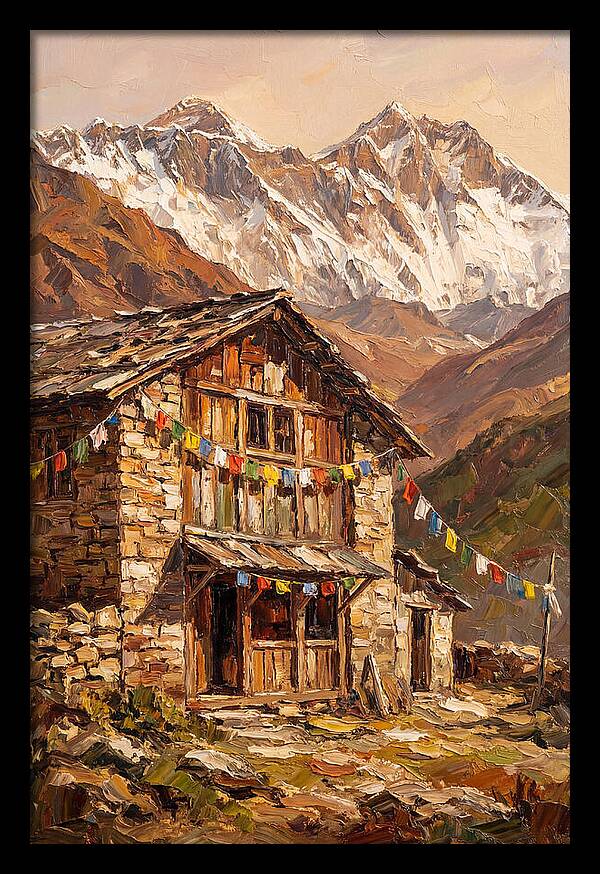 Mountain Hut Among Majestic Peaks