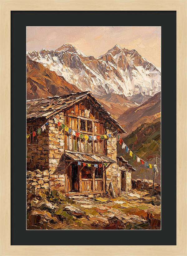 Mountain Hut Among Majestic Peaks
