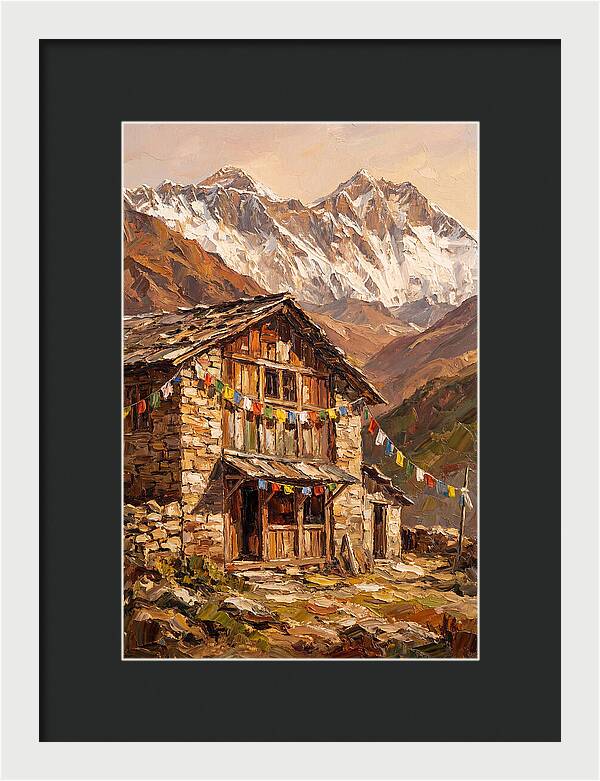 Mountain Hut Among Majestic Peaks