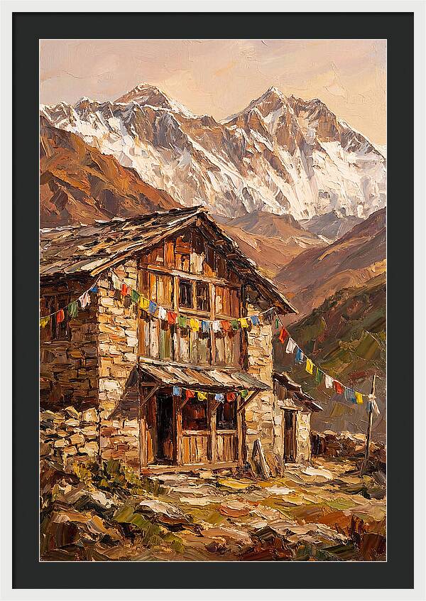 Mountain Hut Among Majestic Peaks
