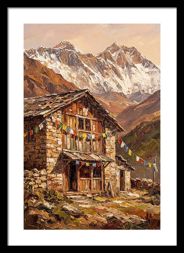 Mountain Hut Among Majestic Peaks