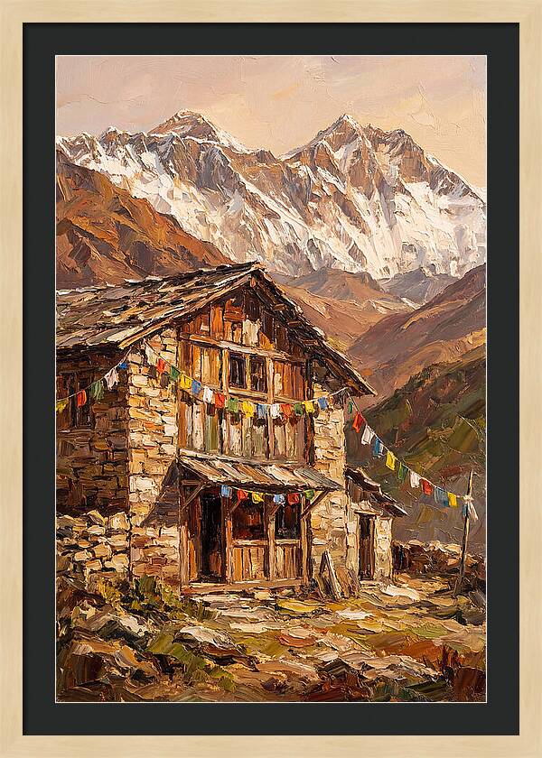 Mountain Hut Among Majestic Peaks