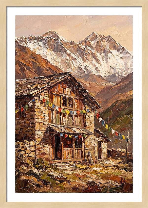 Mountain Hut Among Majestic Peaks
