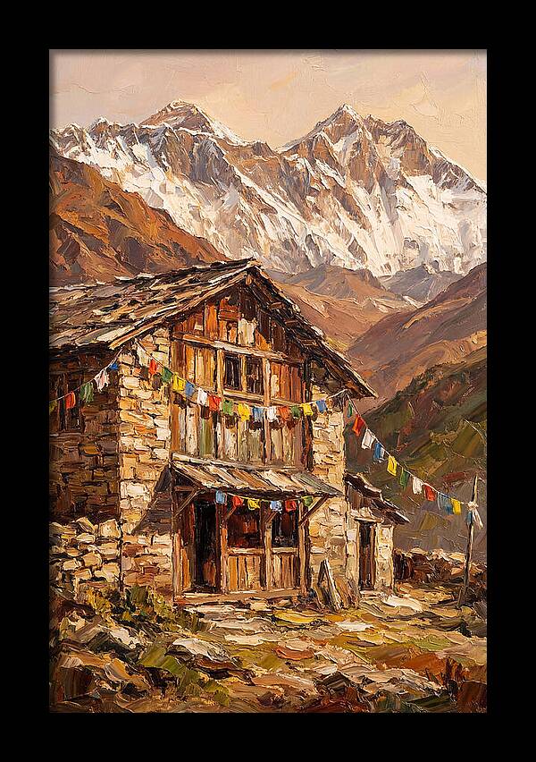 Mountain Hut Among Majestic Peaks