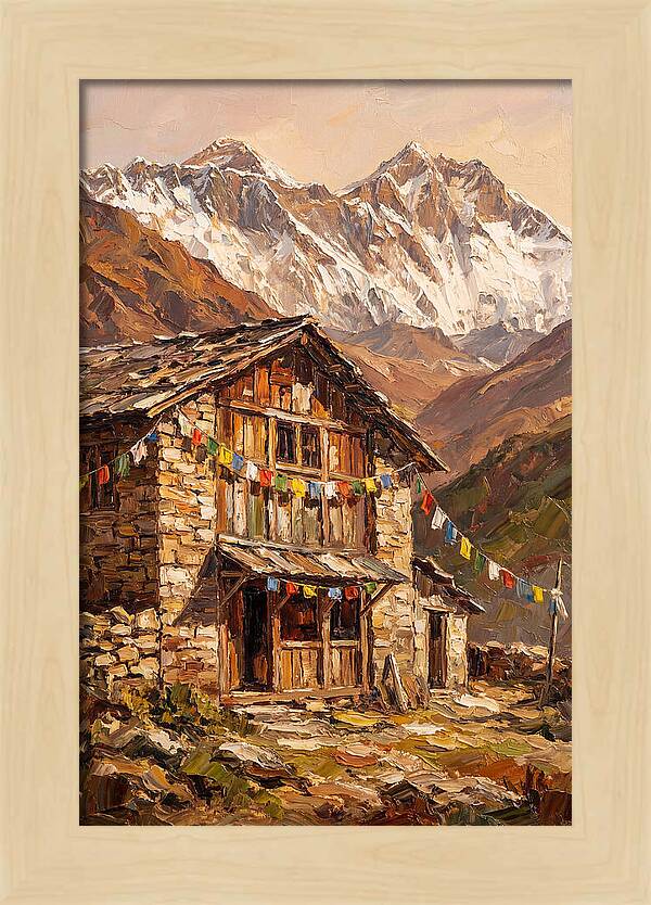 Mountain Hut Among Majestic Peaks