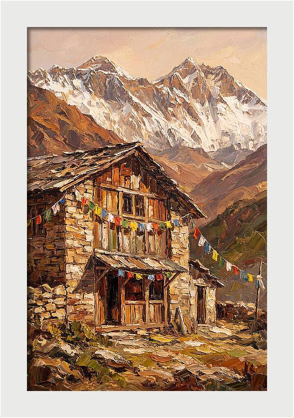 Mountain Hut Among Majestic Peaks