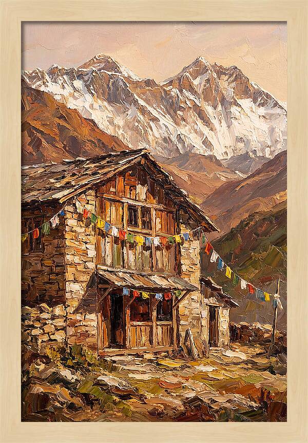 Mountain Hut Among Majestic Peaks