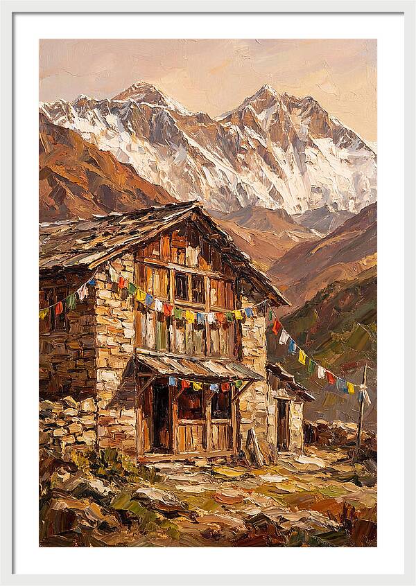 Mountain Hut Among Majestic Peaks