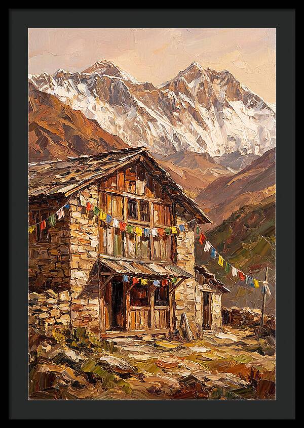 Mountain Hut Among Majestic Peaks