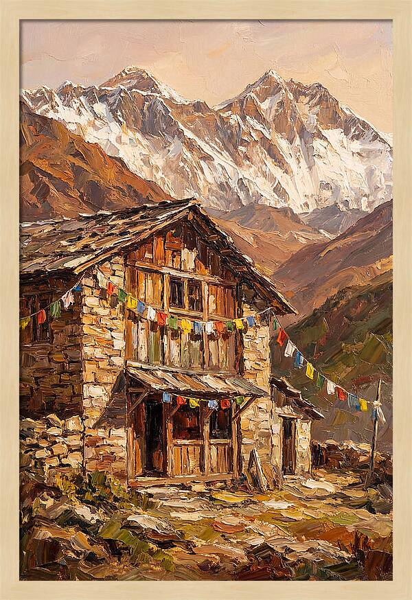 Mountain Hut Among Majestic Peaks