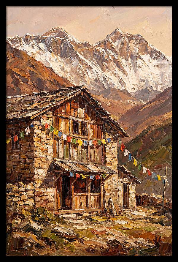 Mountain Hut Among Majestic Peaks