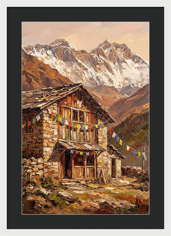 Mountain Hut Among Majestic Peaks