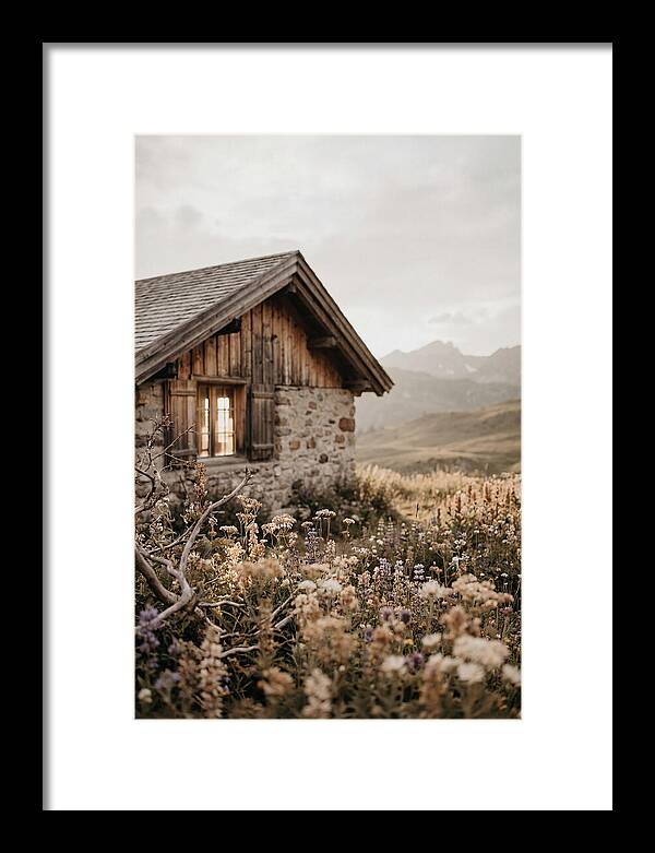 Mountain Hut Surrounded By Alpine Wildflowers