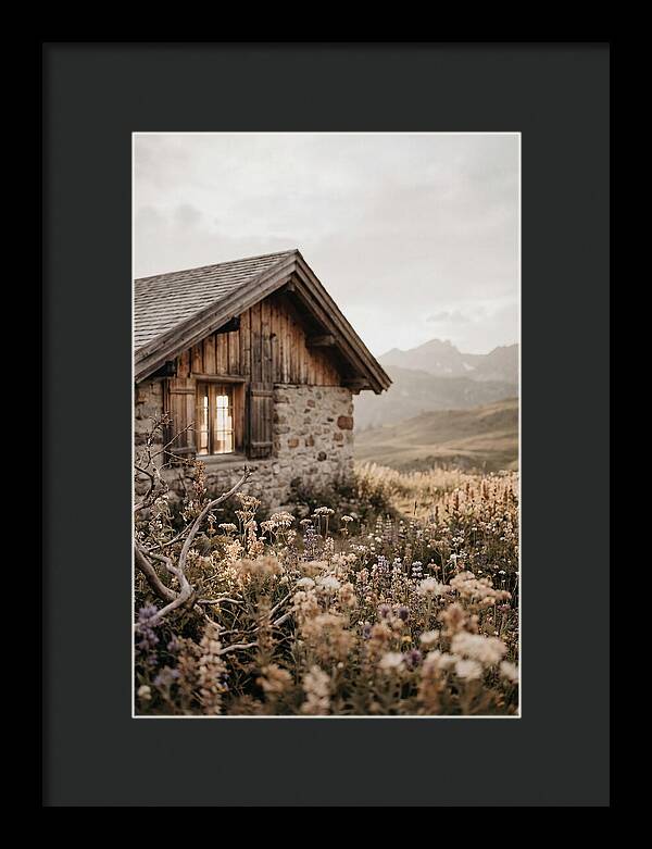 Mountain Hut Surrounded By Alpine Wildflowers