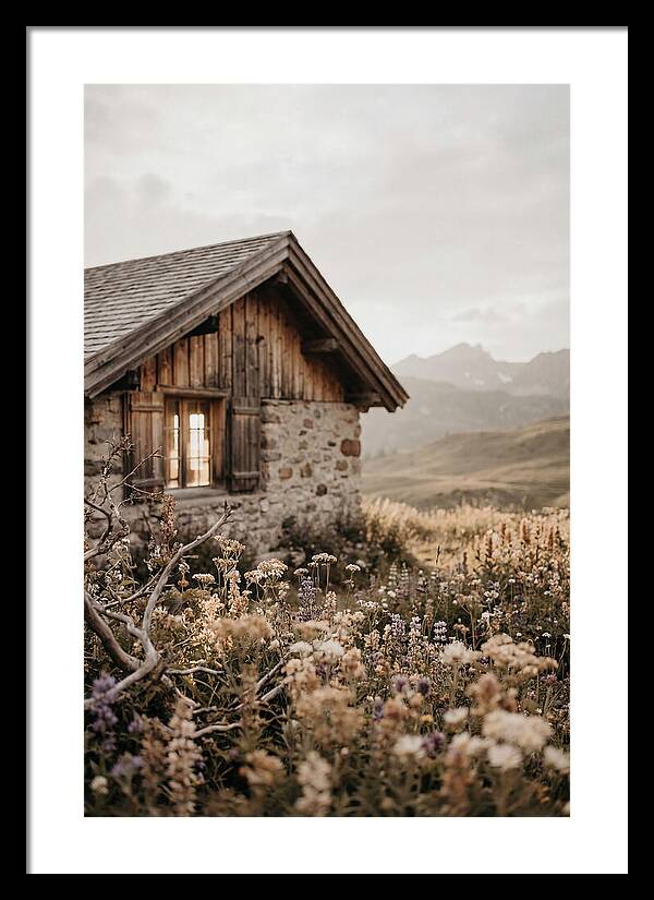 Mountain Hut Surrounded By Alpine Wildflowers