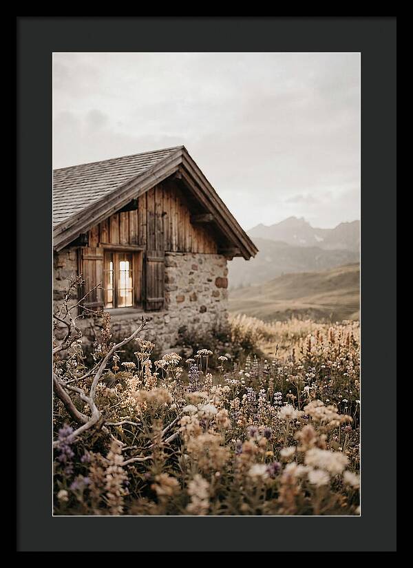Mountain Hut Surrounded By Alpine Wildflowers