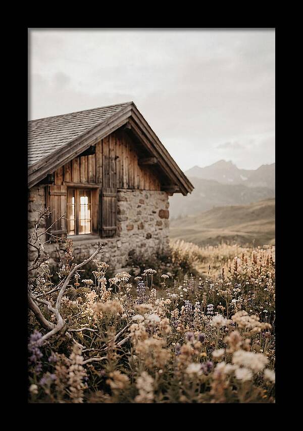 Mountain Hut Surrounded By Alpine Wildflowers